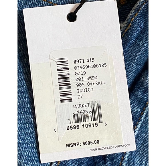 NWT RE/DONE Levi’s 90’s Inspired Overall Jeans - Size 27 - Picture 9 of 9